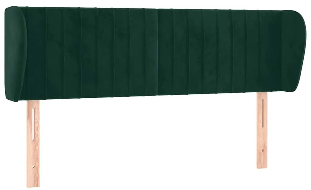 3117433 vidaXL Горна табла за легло с уши, тъмнозелена, 147x23x78/88см, кадифе
