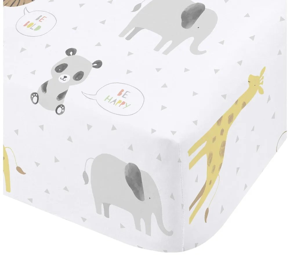 Бял еластичен детски чаршаф за детско креватче 70x140 cm Roarsome Animals – Catherine Lansfield