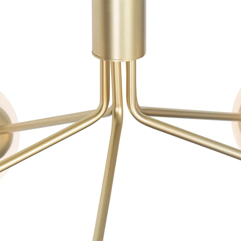 Висяща лампа в стил арт деко златиста с опалово стъкло 5-светлина - Coby