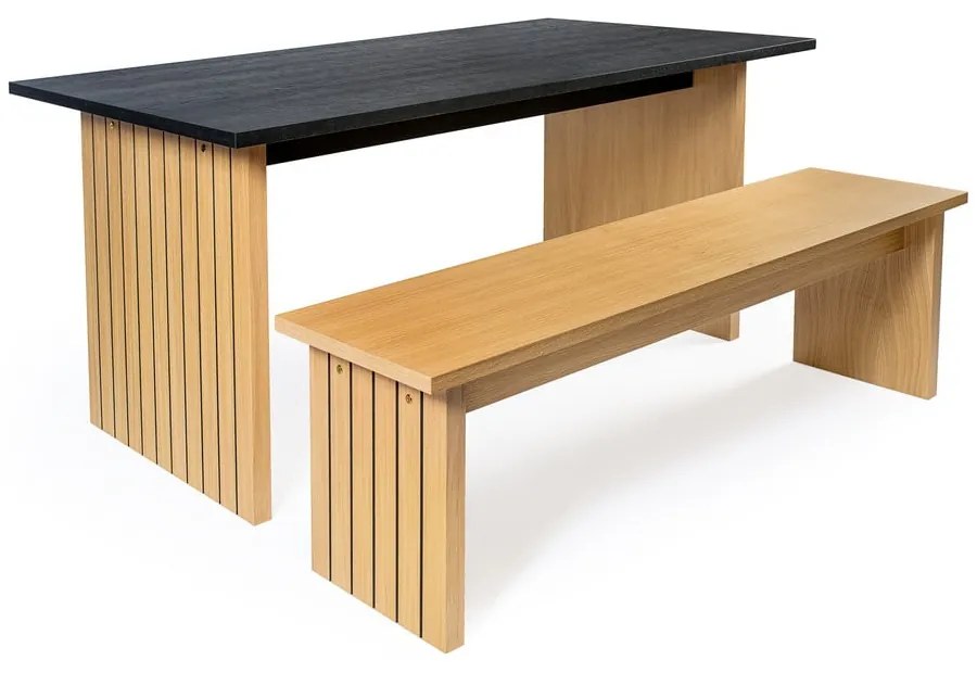 Маса за хранене с дъбов плот 90x160 cm Stripe - Woodman