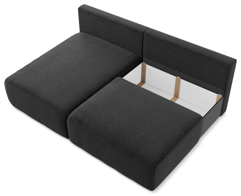 Черен разтегателен ъглов диван с място за съхранение (ляв ъгъл) Kalena – Makamii