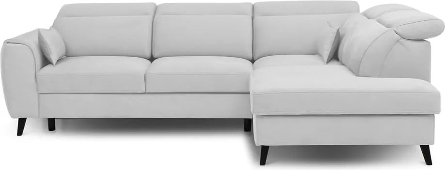 Бял кадифен разтегателен ъглов диван с място за съхранение (десен ъгъл L форма) Noble – ELTAP