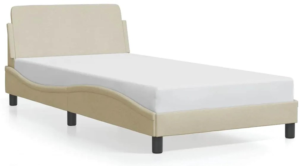 373130 vidaXL Рамка за легло Dover, кремава, 100x200 см, плат