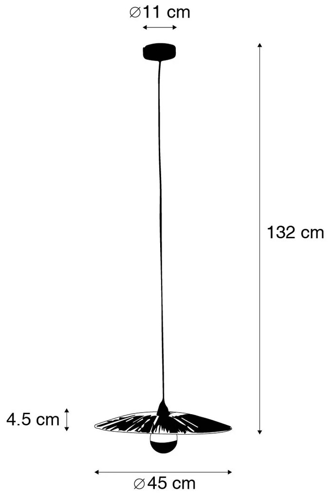 Ръстичен висящ аплик черен с въже 45 см - Leia