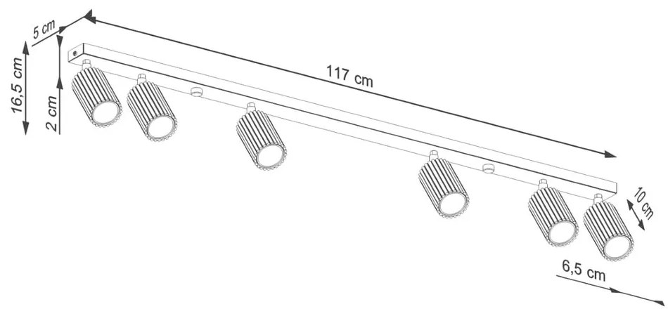 Бял прожектор 6,5x117 cm Gleam – Sollux