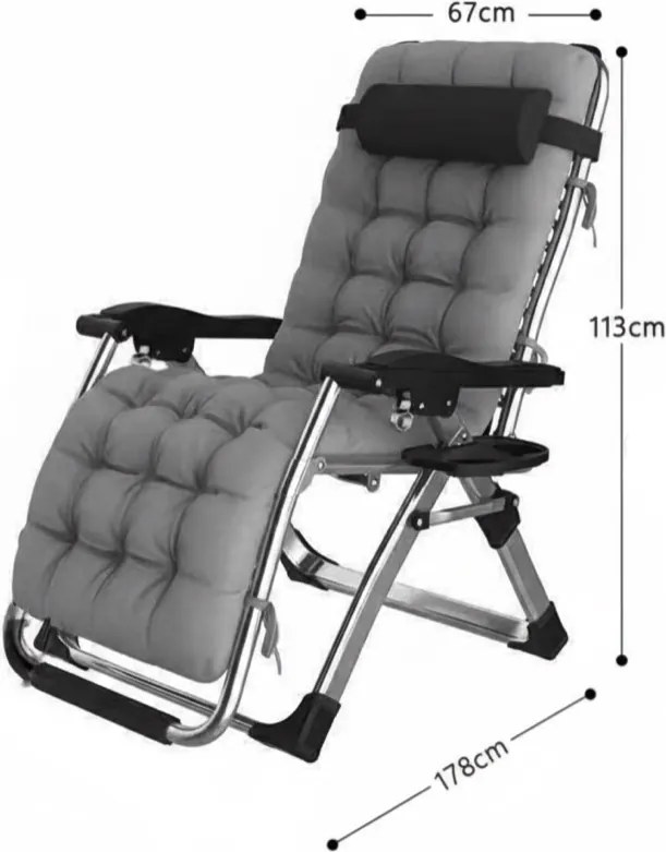 Сгъваем градински шезлонг с възглавница TDC01-BK Черен