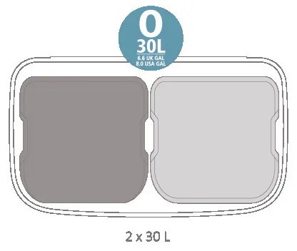 Кош за боклук Brabantia Bo Pedal 1003192, 2x30 л, Плавно затваряне, Противоплъзгаща основа, Устойчив на пръстови отпечатъци, Инокс/мат