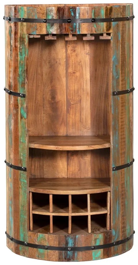 Шкаф за вино от рециклирано дърво за 8 броя бутилки в естествен цвят 60x115 cm Kaveri – Interia Home &amp; Living