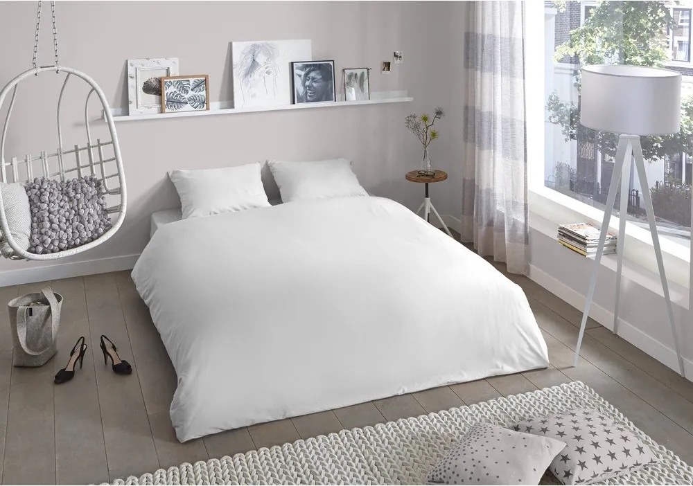 Бяло памучно двойно спално бельо Versal, 200 x 220 cm Uni - Good Morning