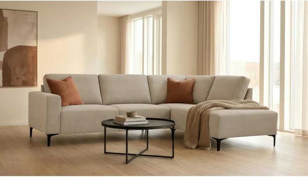 Светлокафяв шенилов ъглов диван (десен ъгъл/L форма) Fabian – Scandic