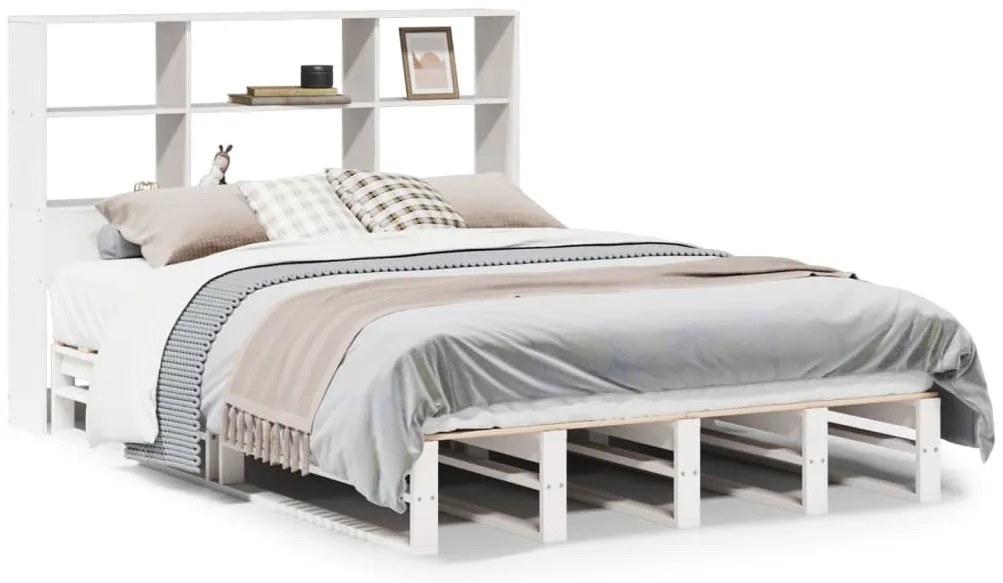 3323942 vidaXL Легло с етажерка за книги, без матрак, 120x190 см, дърво масив