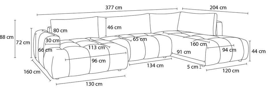 Син сгъваем/с място за съхранение ъглов диван (ляв ъгъл/U форма) Fuji – Bobochic Paris