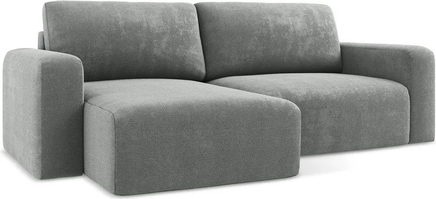 Сив шенилов сгъваем/с място за съхранение ъглов диван (ляв ъгъл) Kona – Makamii