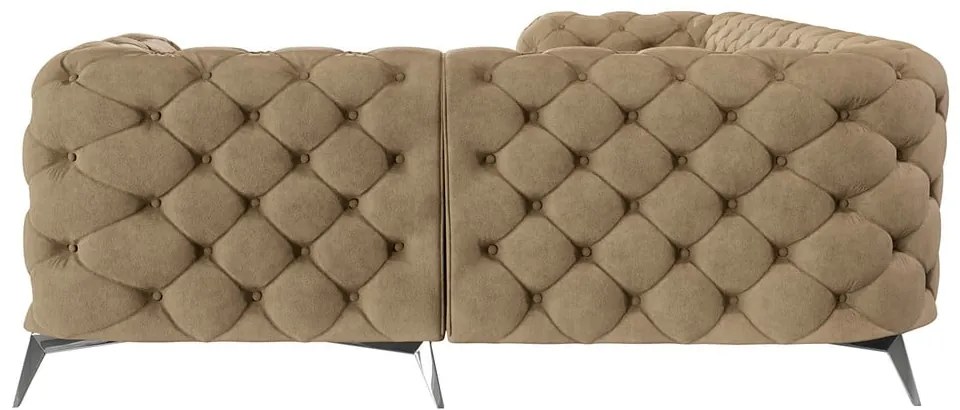 Светлокафяв кадифен ъглов диван (десен ъгъл/L форма) Chelsea – Ropez