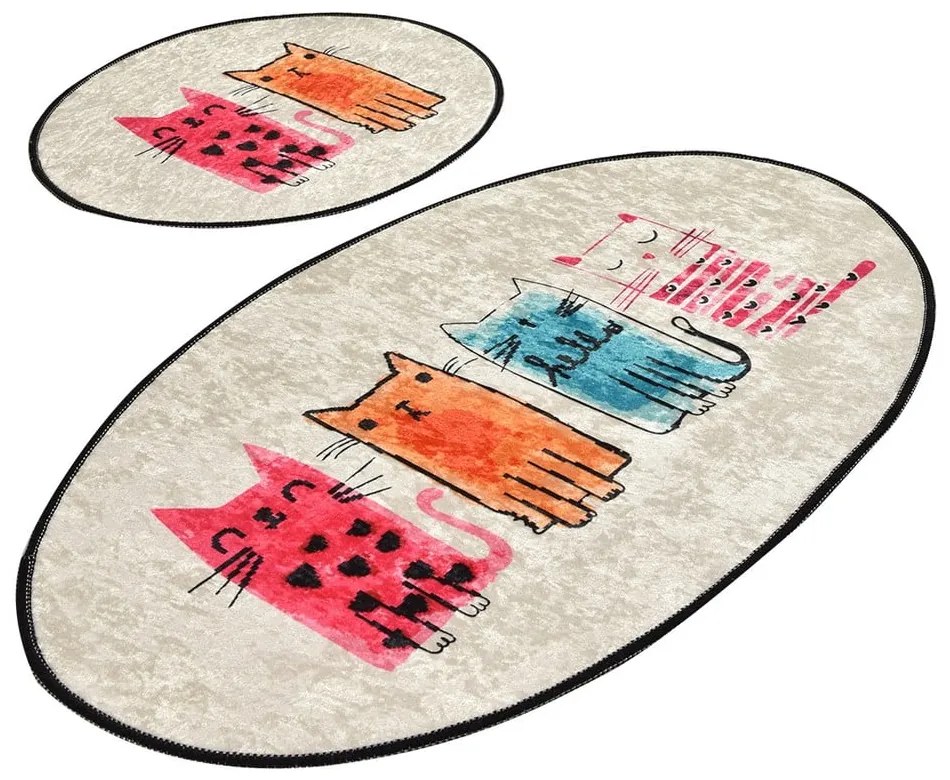 Светлокафяви килими за баня в комплект от 2 броя 60x100 cm Baby Cats – Foutastic