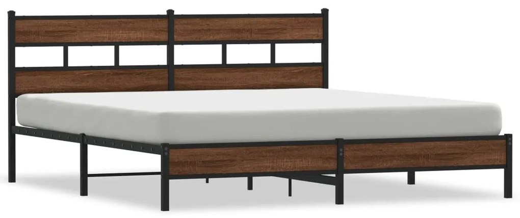 3308508 vidaXL Метална рамка за легло, без матрак, кафяв дъб, 180x200 см