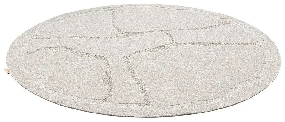 Светлосив вълнен кръгъл килим ø 160 cm Morphic Organica – Agnella