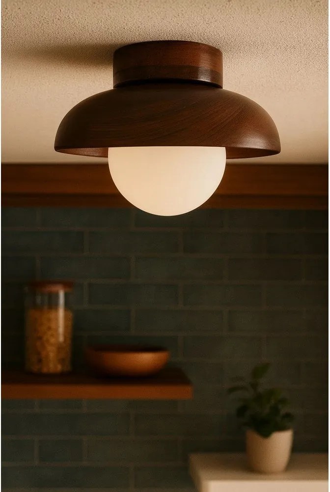 Кафяво осветително тяло за таван със стъклен абажур ø 24 cm Elsa – Opviq lights