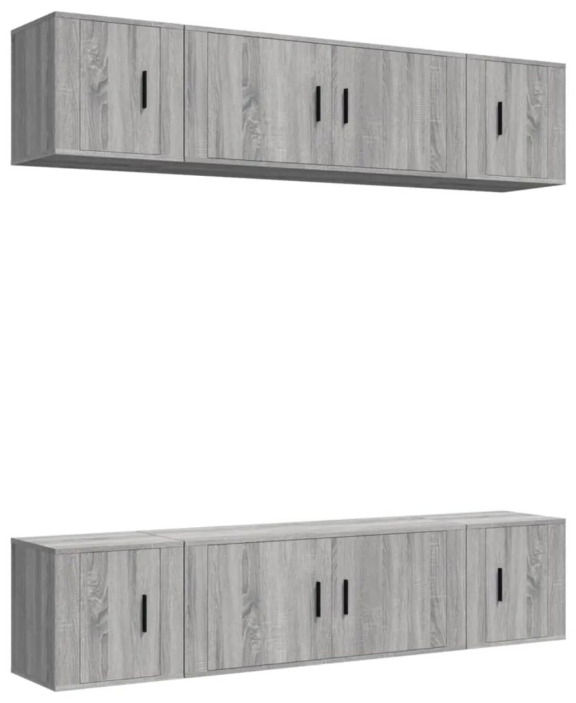 3188660 vidaXL Комплект ТВ шкафове от 6 части, сив сонома, инженерно дърво