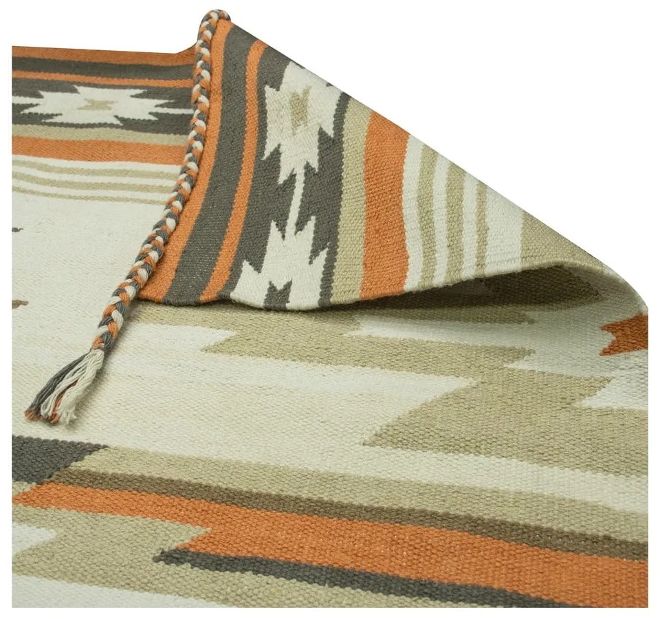 Двустранен килим за открито, изработен от рециклирана пластмаса, 90 x 150 cm Aztec - Green Decore