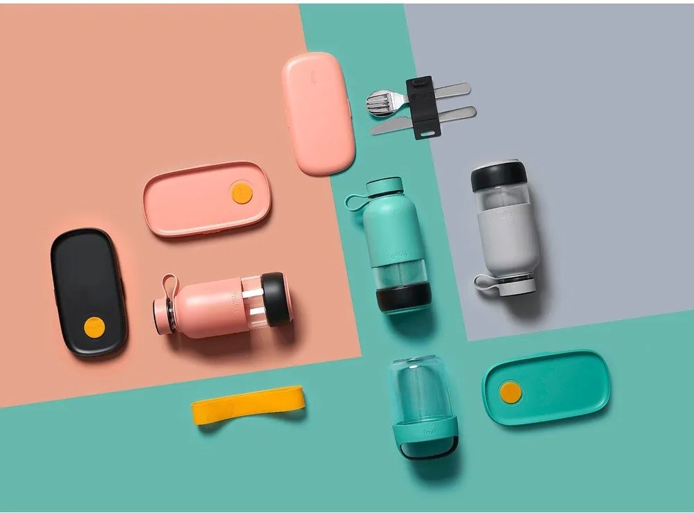 Тюркоазена бутилка за пътуване стъклена бутилка 500 ml To Go – Lékué