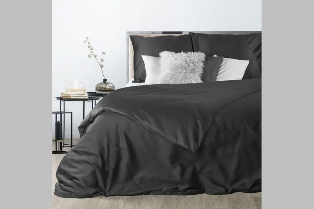 Луксозно черно спално бельо от памучен сатен Ширина: 200 см | Дължина: 220 см