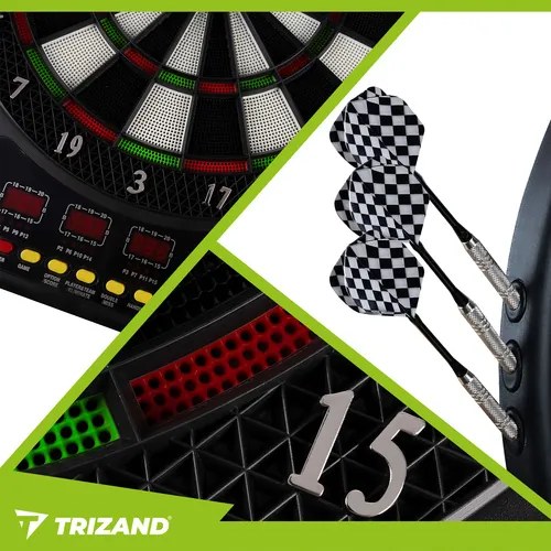 Електронен дартс Trizand 26307 с мишена, стрелички и LCD дисплей – Автоматично отчитане