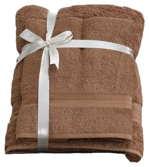 Кафяви памучни хавлии и кърпи за баня в комплект от 2 бр. от тери – Foutastic