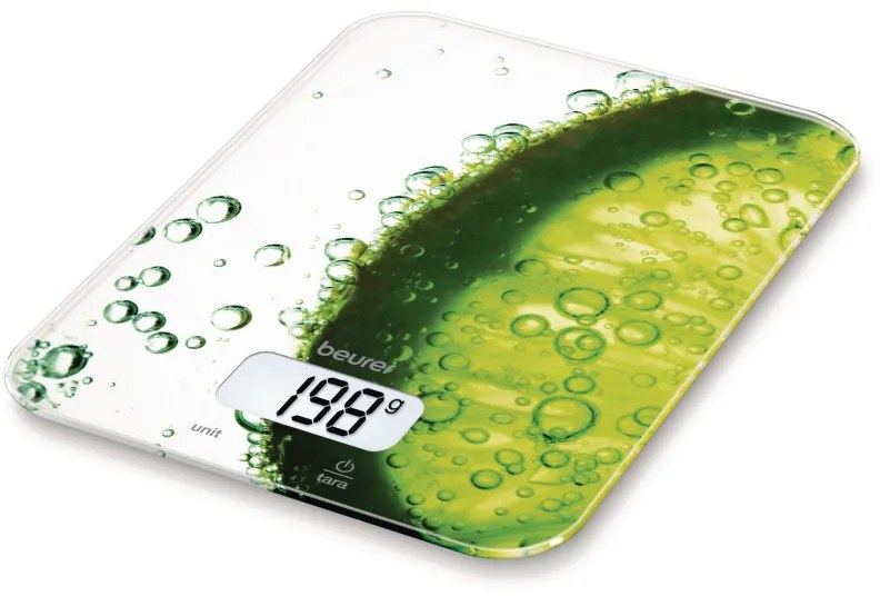 Кухненска везна Beurer KS 19 Fresh, До 5 кг, ТАРА, Сензорно управление, LCD, Стъкло, Ултратънка, Зелен