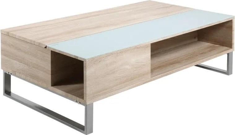 Холна маса с повдигаща плоскост ENZO 110x60 cm бяла/дъб сонома