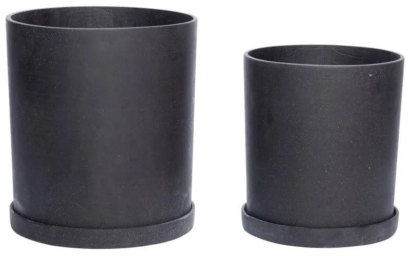 Комплект от 2 черни саксии Hureno Picco Podium - Hübsch