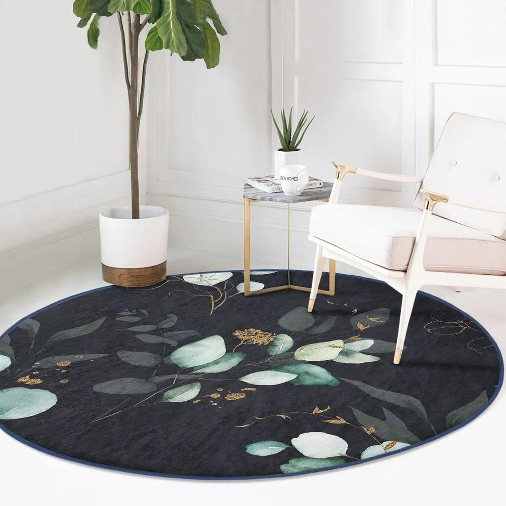 Тъмносив кръгъл килим подходящ за пране и за прахосмукачки роботи ø 80 cm Comfort – Mila Home