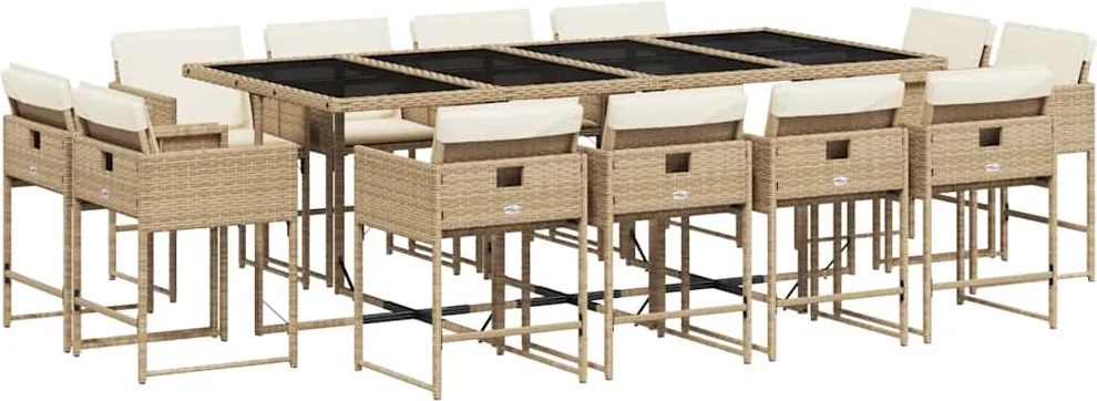 3211402 vidaXL Градински комплект с възглавници, 13 части, бежов полиратан