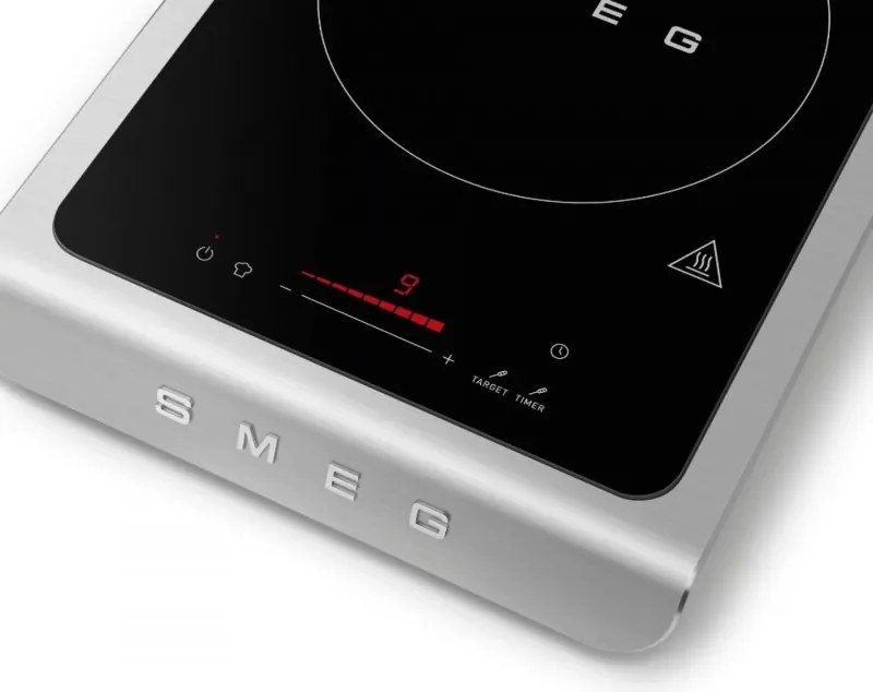 Преносим индукционен котлон Smeg PIC01BLMEU, 2100 W, Керамично стъкло, Таймер, LED дисплей, Черен мат