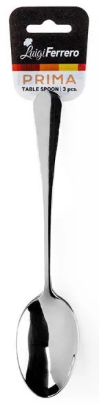Комплект 3 бр лъжици за основно хранене Luigi Ferrero Prima FR-3181, Неръждаема стомана, Сребрист