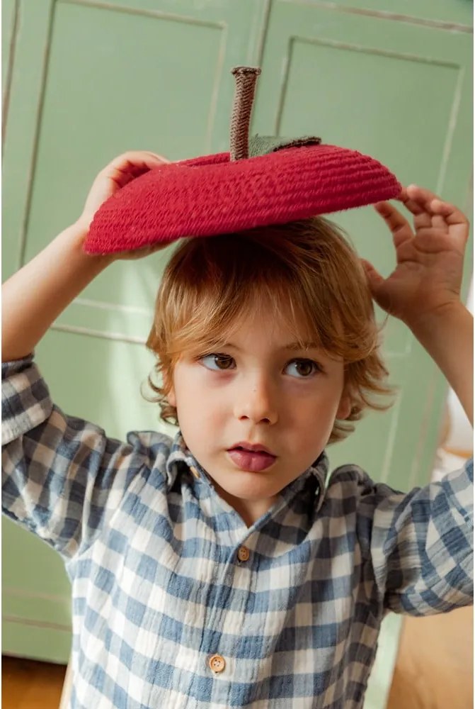 Червена текстилна детска кошница за играчки ø 28x20 cm Apple – Lorena Canals