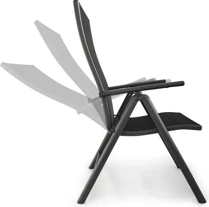 Комплект от 2 черни градински стола, регулируеми в 7 позиции