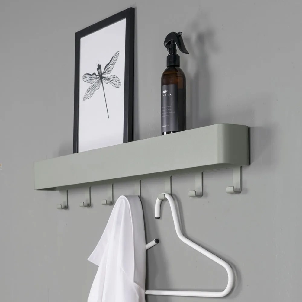 Сиво-зелена метална стенна закачалка с рафт 72 cm Dax Play – Spinder Design