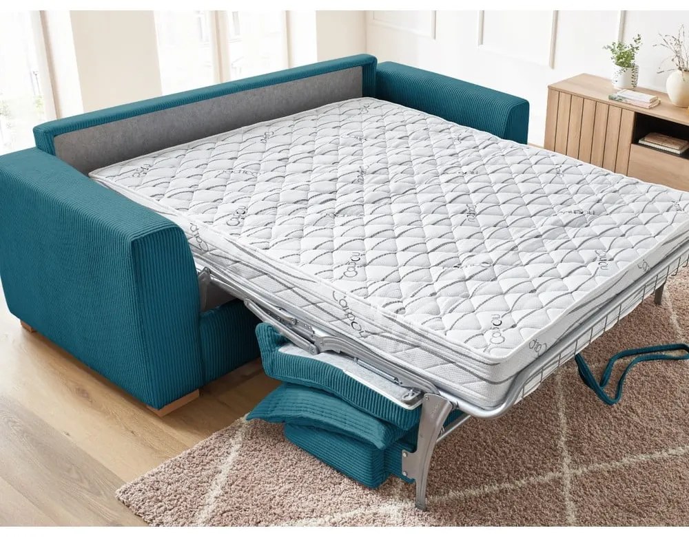 Син разтегателен диван от рипсено кадифе 225 cm Augustin – Bobochic Paris