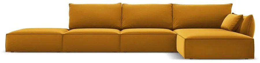 Кадифен ъглов диван в цвят горчица (десен ъгъл) Vanda – Mazzini Sofas