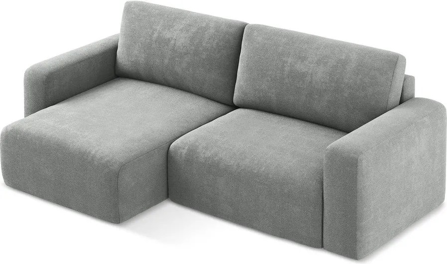 Сив шенилов сгъваем/с място за съхранение ъглов диван (ляв ъгъл) Kona – Makamii