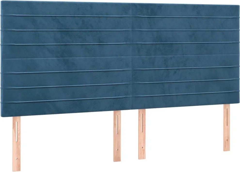 3116542 vidaXL Табла за легло, тъмносиня, 200x5x118/128 см, кадифе
