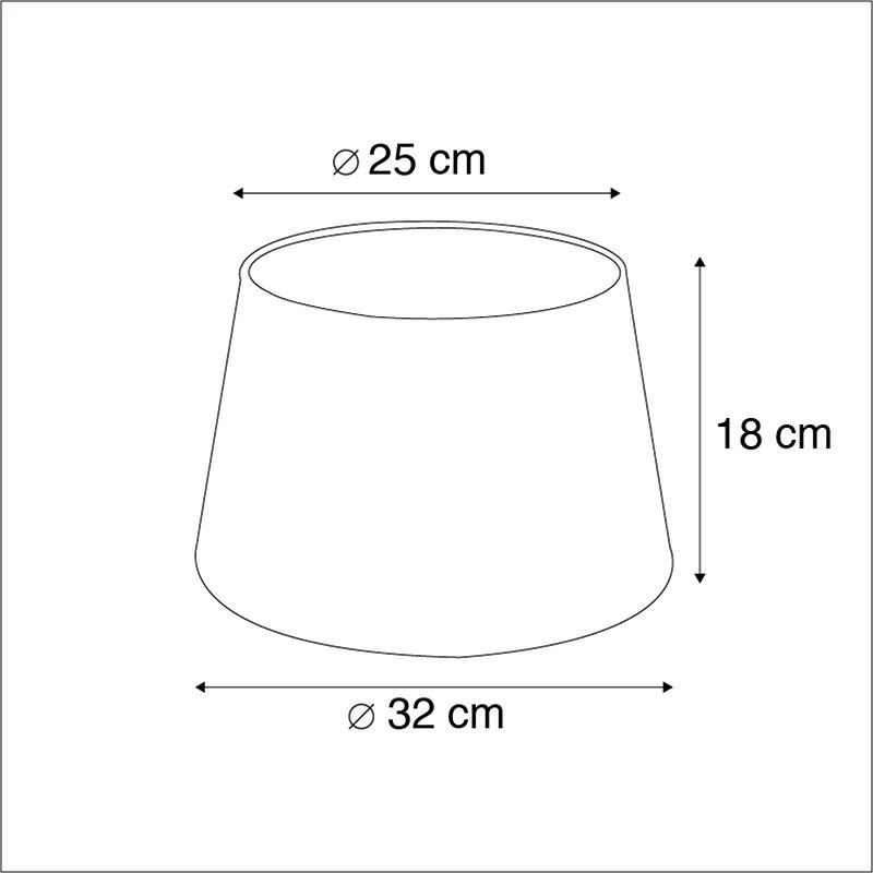 Абажур от памук черен 32/25/18 със златен интериор