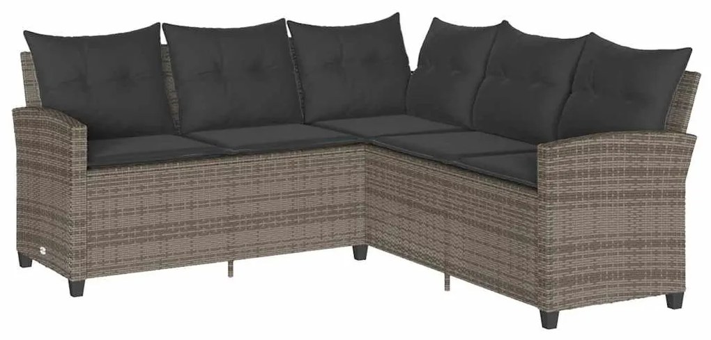 365416 vidaXL Комплект Г-образно канапе с възглавници сив полиратан