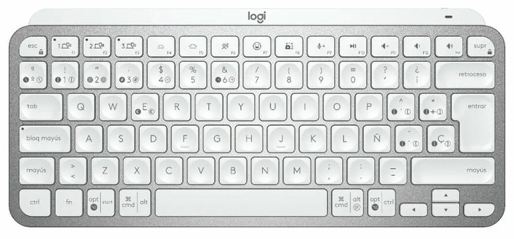 Клавиатура Logitech MX Keys Mini Сив Испанска Qwerty Сребрист Бял