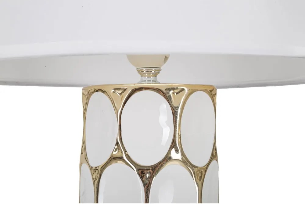 Бяла/златистa керамична настолна лампа с текстилен абажур (височина 56 cm) Glam Carv – Mauro Ferretti