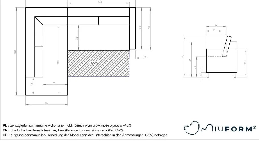 Ъглов разтегателен диван в прахово розово L, десен ъгъл Charming Charlie - Miuform