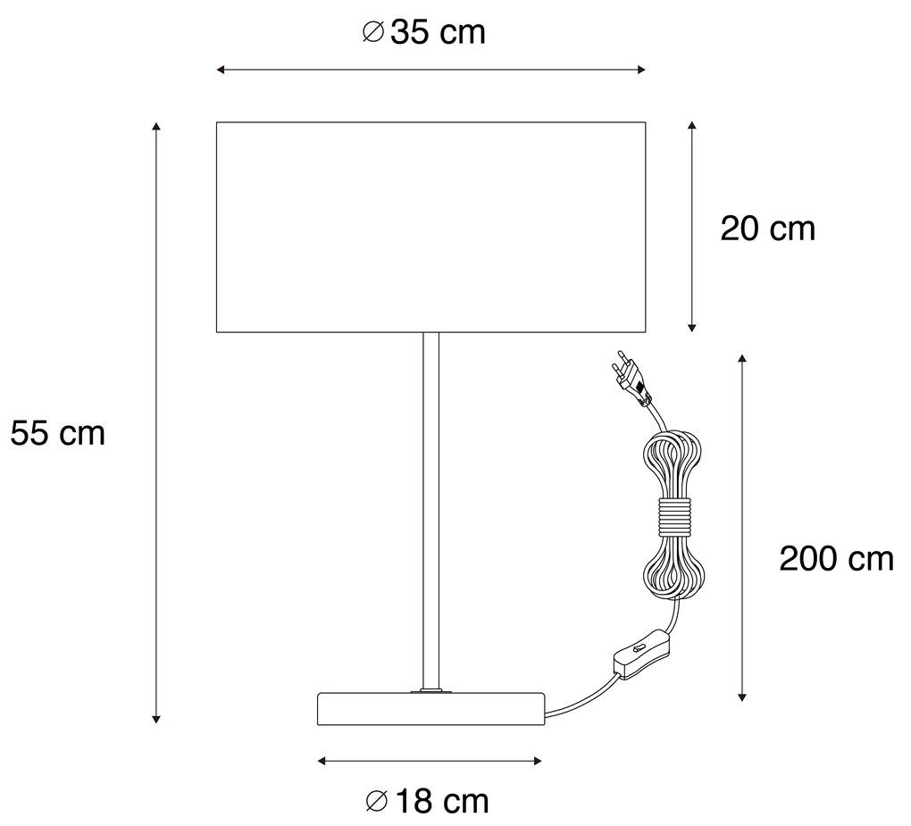 Лампа за маса месинг с кафяв велурен абажур 35см - Kaso