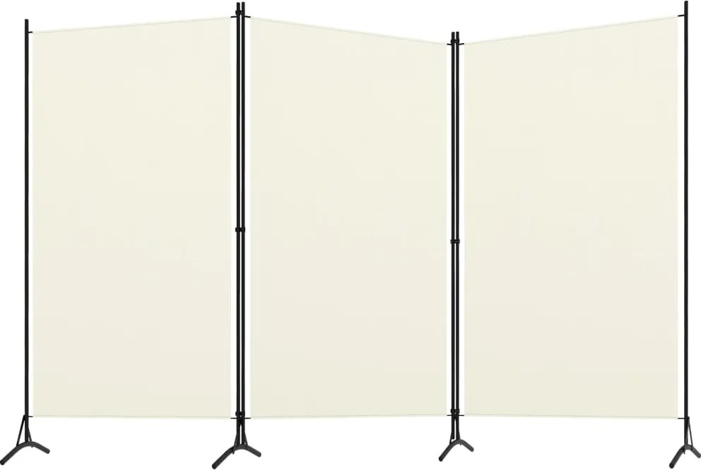 Параван за стая, 3 панела, кремавобял, 260x180 см