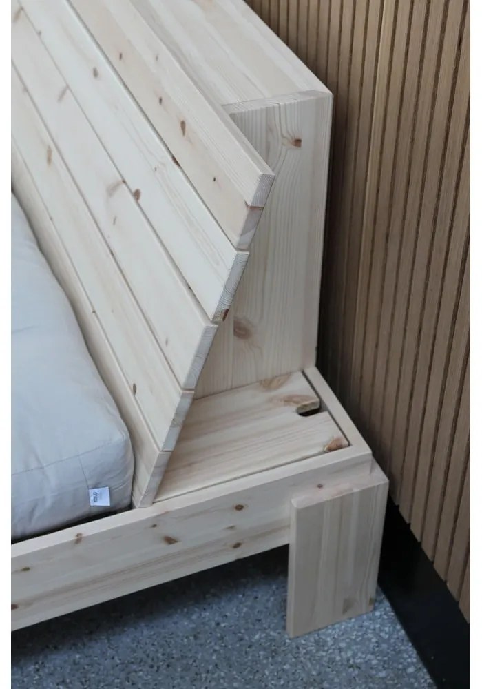 Двойно легло от масивен бор с включена подматрачна рамка в естествен цвят 140x200 cm Layers – Karup Design